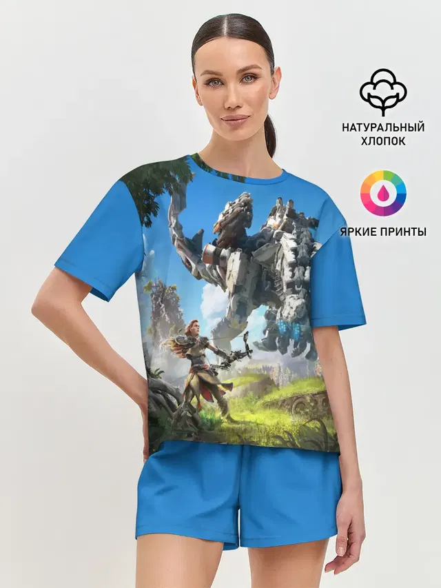 Женская пижама с шортами с принтом «Thunderjaw»