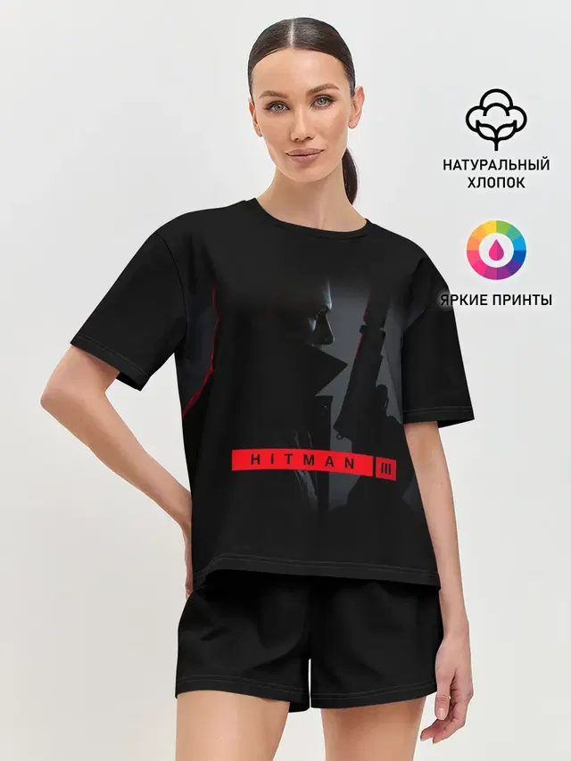 Женская пижама с шортами с принтом «Hitman — HITMAN 3»
