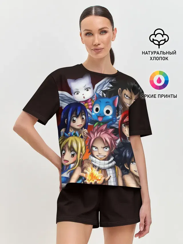 Женская пижама с шортами с принтом «Хвост Феи — Fairy Tail manga»