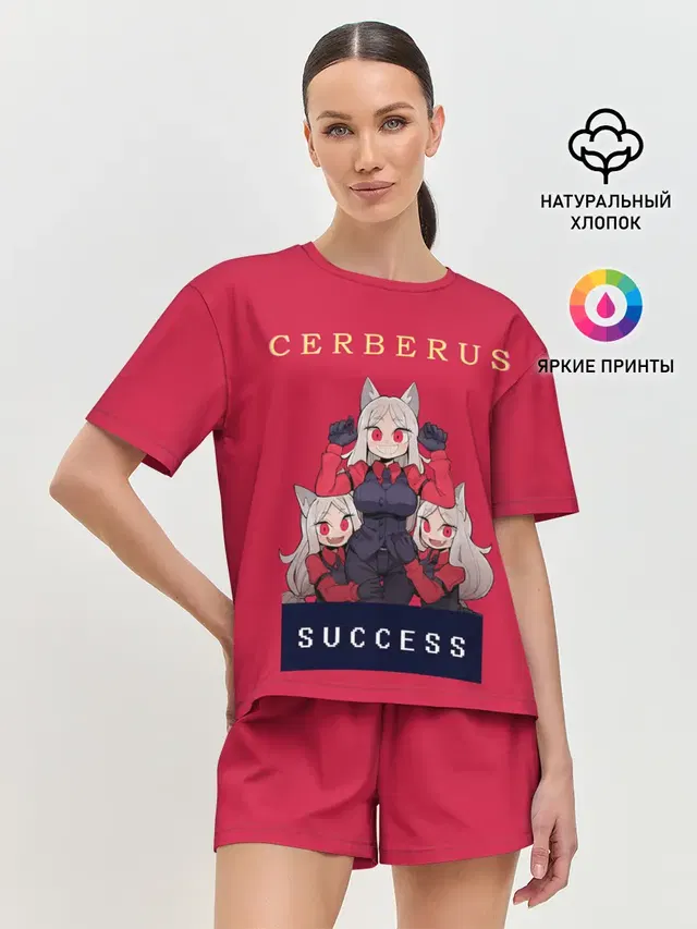 Женская пижама с шортами с принтом «Helltaker — Helltaker: CERBERUS»