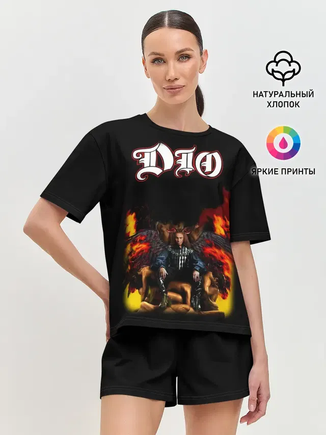Женская пижама с шортами с принтом «Разный рок — Dio»