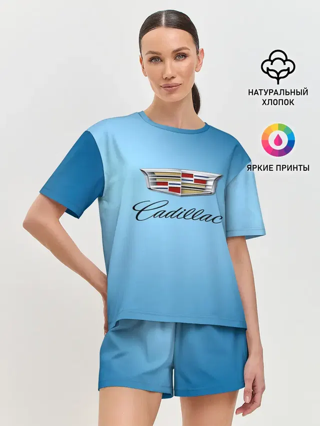 Женская пижама с шортами с принтом «Разные автомобильные — cadillac»