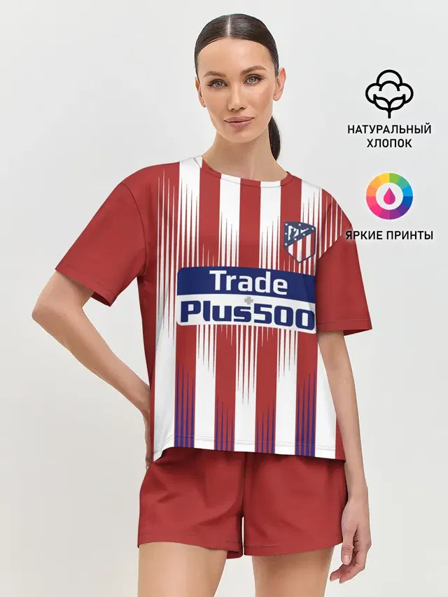 Женская пижама с шортами с принтом «Atletico Madrid — Форма Атлетико Мадрид»
