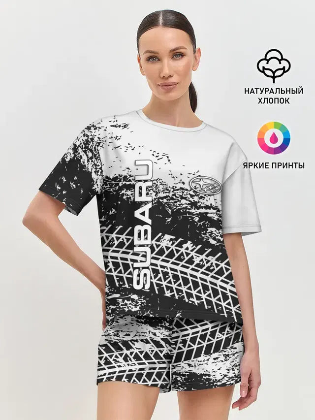 Женская пижама с шортами с принтом «Subaru»
