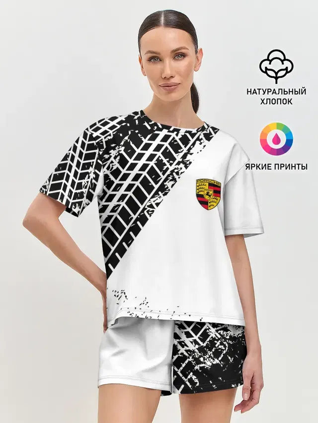 Женская пижама с шортами с принтом «Porsche»