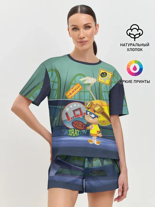 Женская пижама с шортами с принтом «Безумные гонки — IQ Wacky Races»