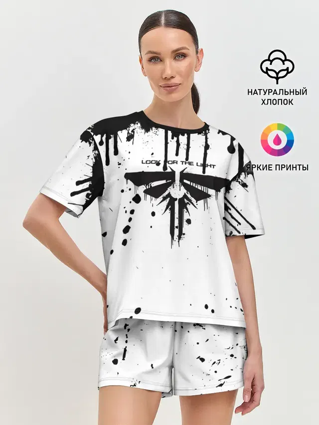 Женская пижама с шортами с принтом «Grunge style»