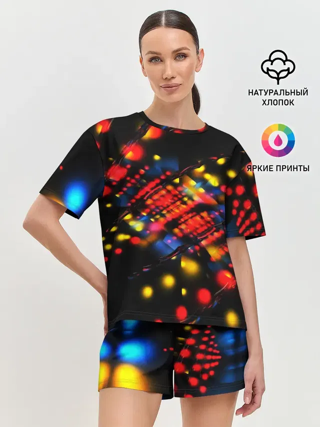 Женская пижама с шортами с принтом «Абстракция — Fractal Digital 3D»