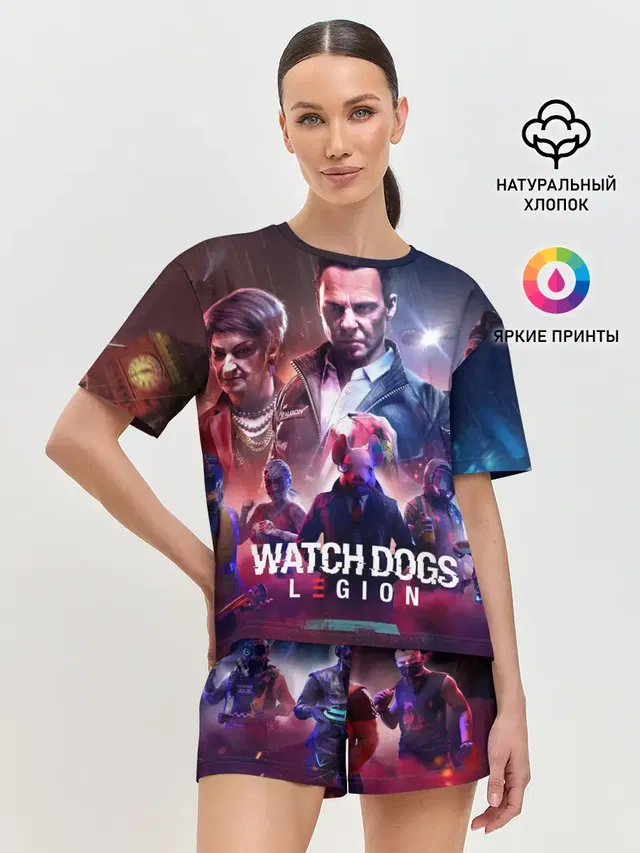 Женская пижама с шортами с принтом «Watch Dogs Legion»