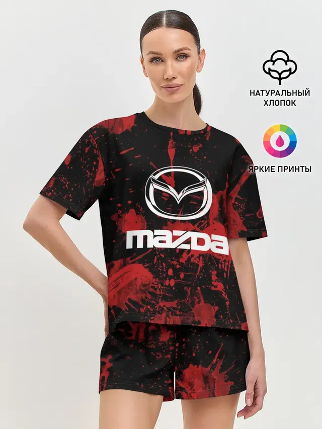 Женская пижама с шортами с принтом «Mazda»