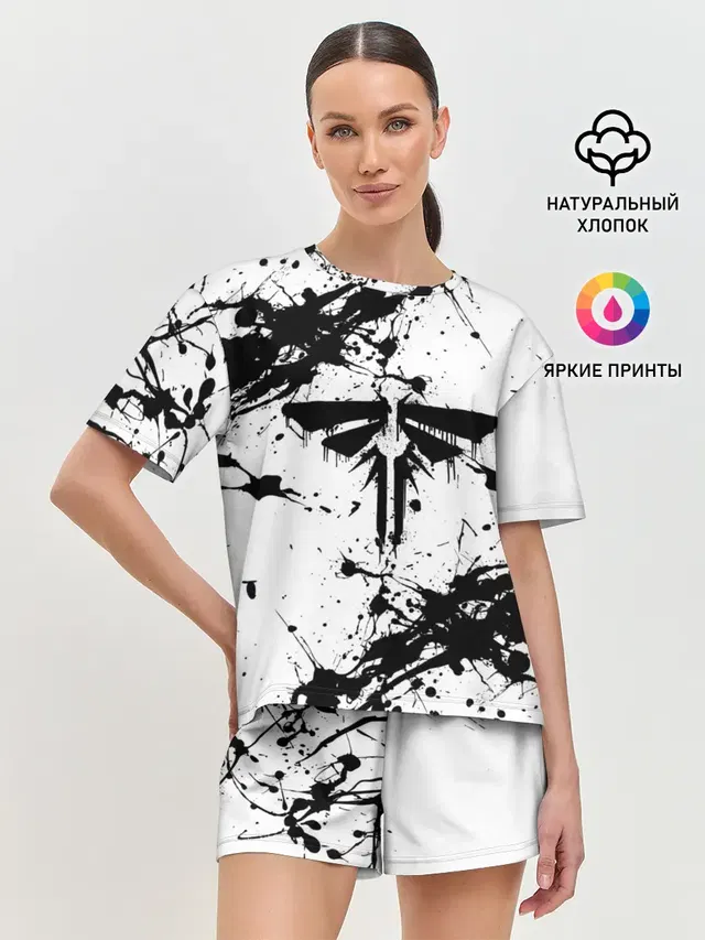 Женская пижама с шортами с принтом «Drip art»
