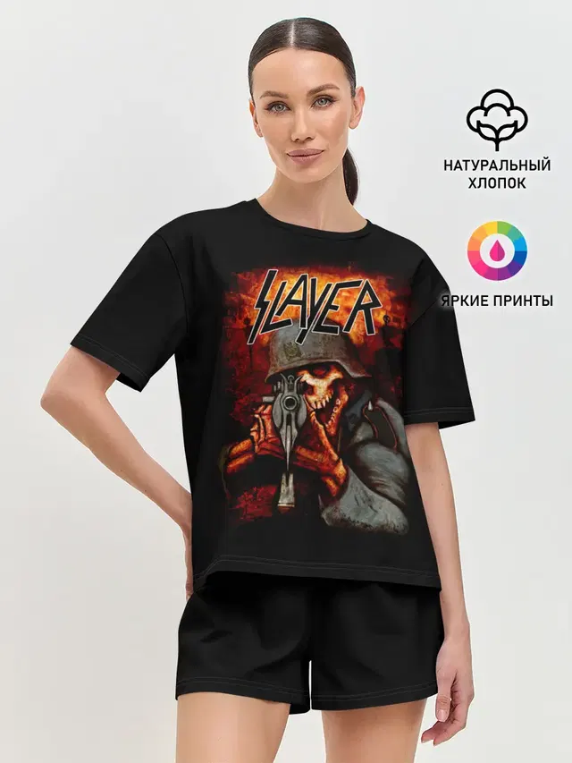 Женская пижама с шортами с принтом «Slayer — СЛЭЙЕР»