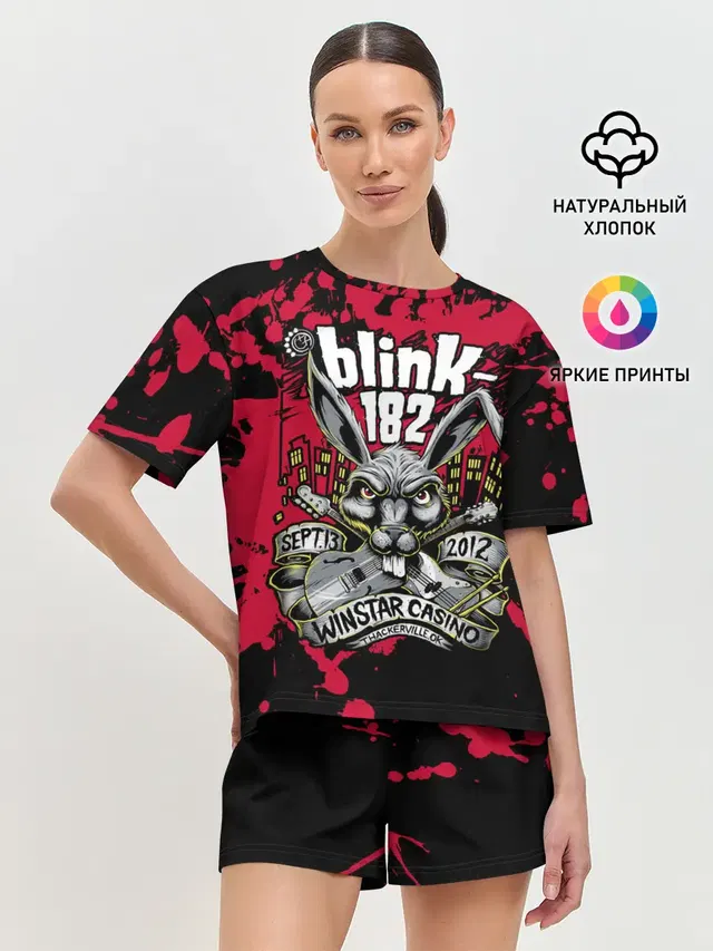 Женская пижама с шортами с принтом «Blink 182»