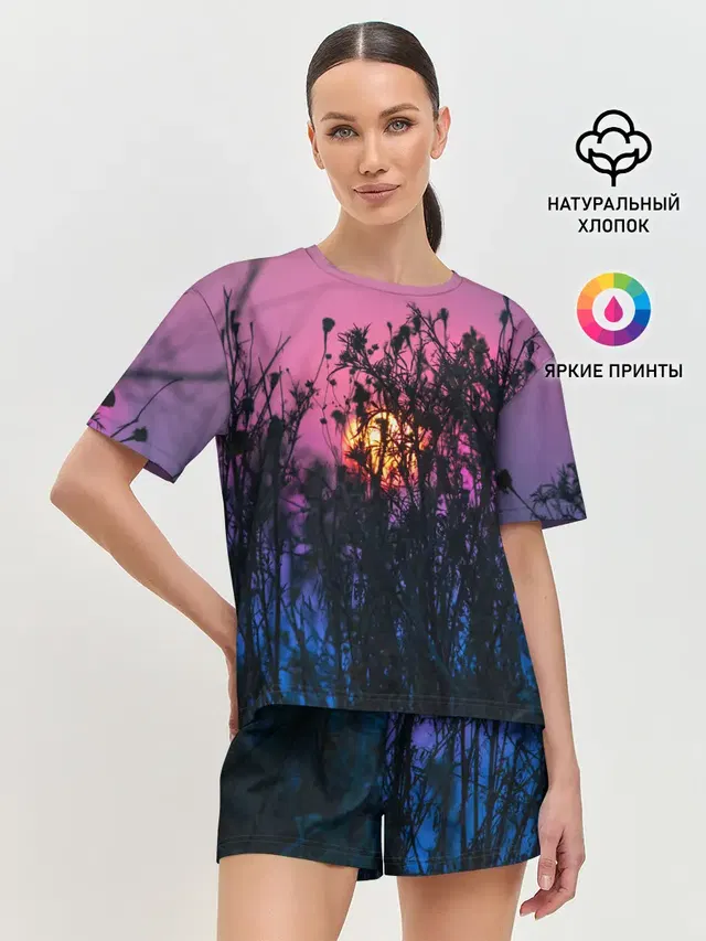 Трава растения закатный свет