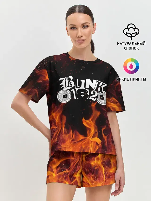 Женская пижама с шортами с принтом «Blink 182»
