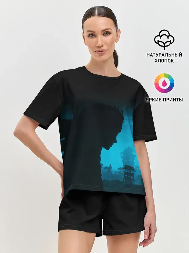 Женская пижама с шортами с принтом «Silhouette»