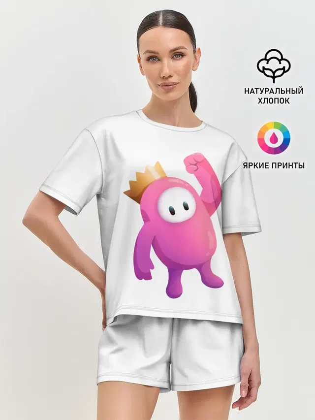 Женская пижама с шортами с принтом «Разные игры — Fall Guys»