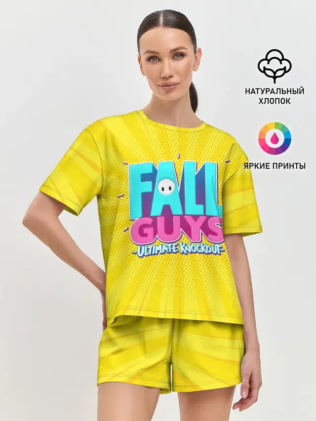 Женская пижама с шортами с принтом «Fall Guys»