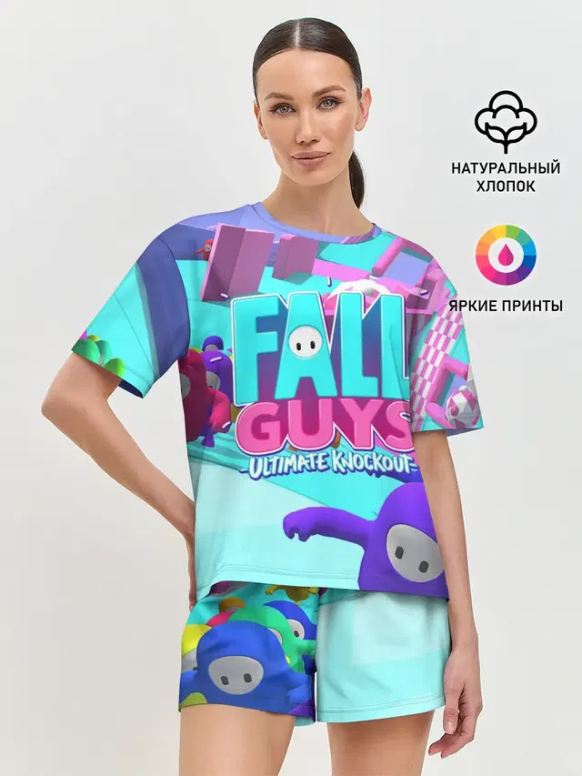 Женская пижама с шортами с принтом «Fall Guys»