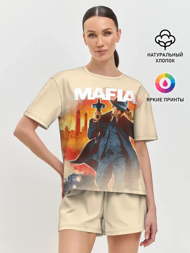 Женская пижама с шортами с принтом «Mafia»