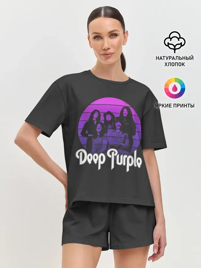 Женская пижама с шортами с принтом «Deep Purple»