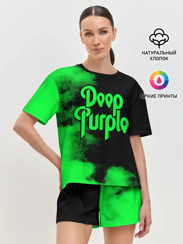 Женская пижама с шортами с принтом «Deep Purple»