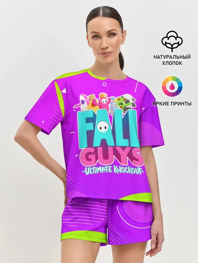 Женская пижама с шортами с принтом «Fall Guys»