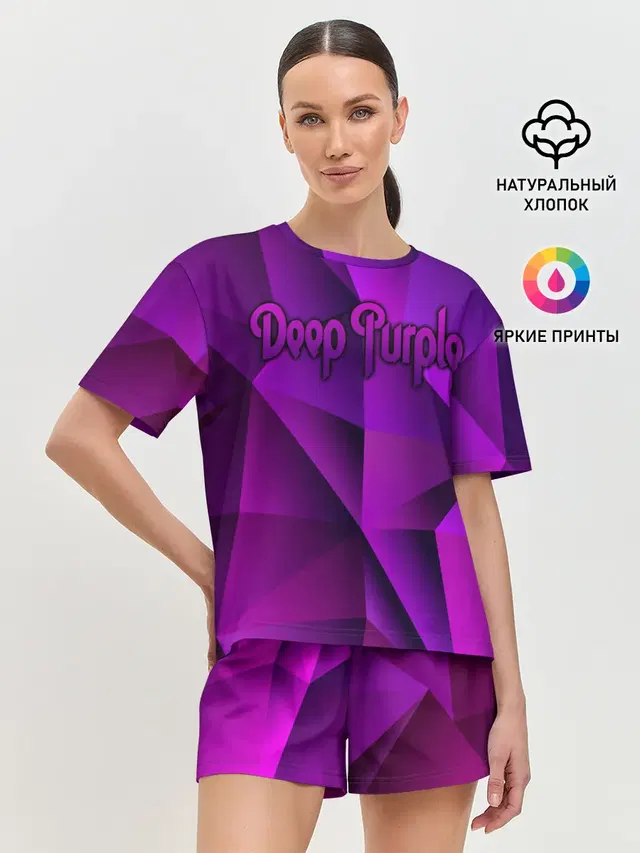 Женская пижама с шортами с принтом «Deep Purple»