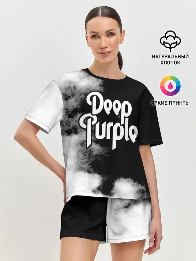 Женская пижама с шортами с принтом «Deep Purple»