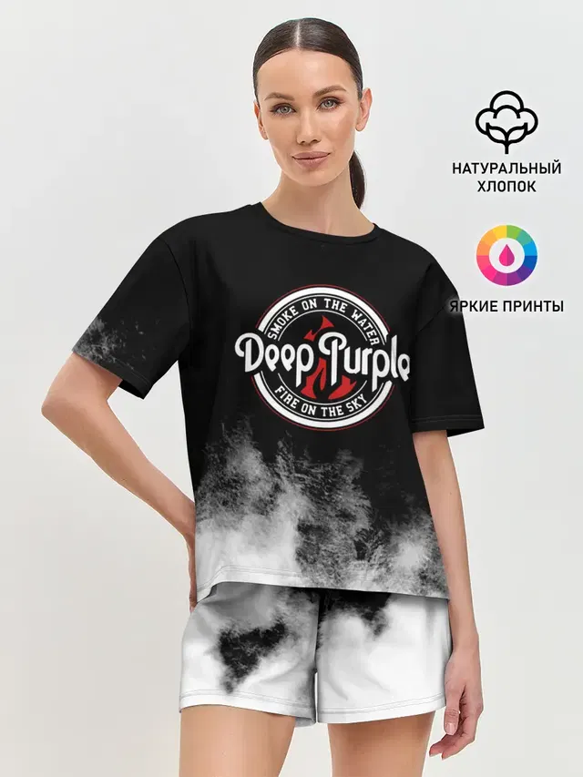 Женская пижама с шортами с принтом «Deep Purple»