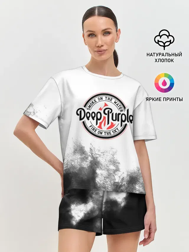 Женская пижама с шортами с принтом «Deep Purple»