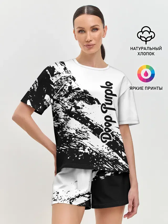 Женская пижама с шортами с принтом «Deep Purple»