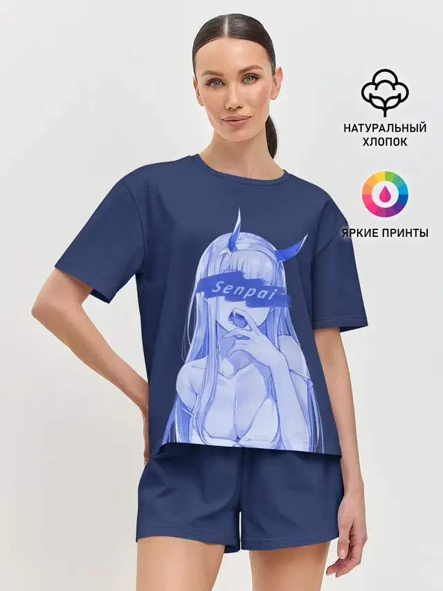 Женская пижама с шортами с принтом «Senpai — Zero Two Senpai»