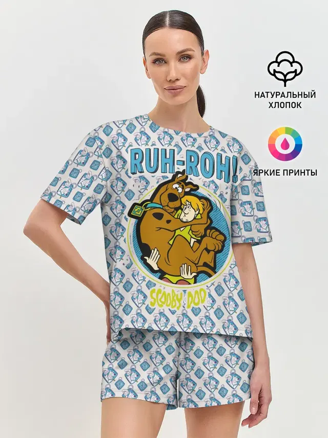 Женская пижама с шортами с принтом «Скуби-Ду — Ruh-Roh!»