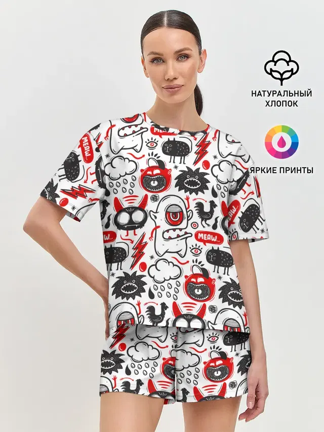 Женская пижама с шортами с принтом «Pop Art»