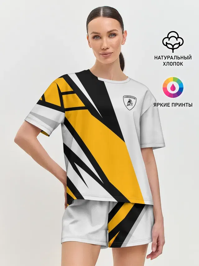 Женская пижама с шортами с принтом «Lamborghini»