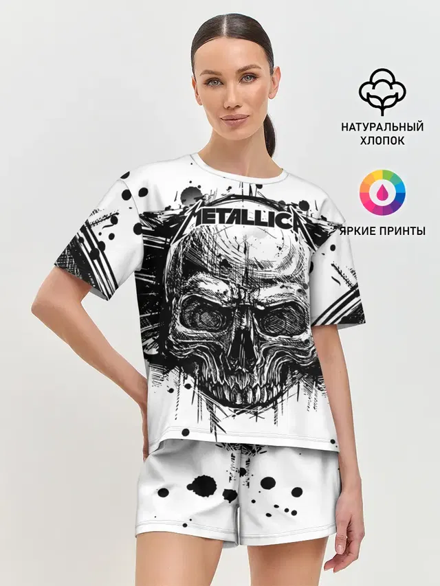 Женская пижама с шортами с принтом «Metallica»