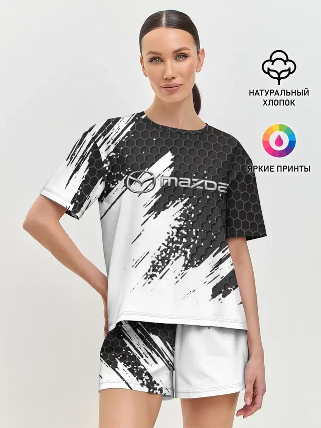 Женская пижама с шортами с принтом «Honeycomb pattern»