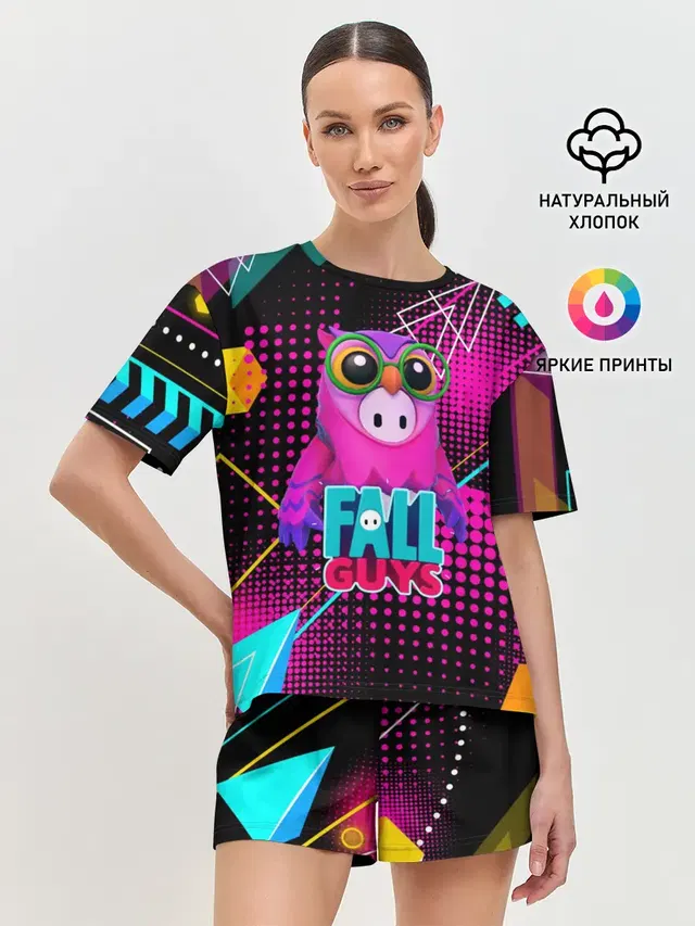 Женская пижама с шортами с принтом «Fall Guys — Saw»