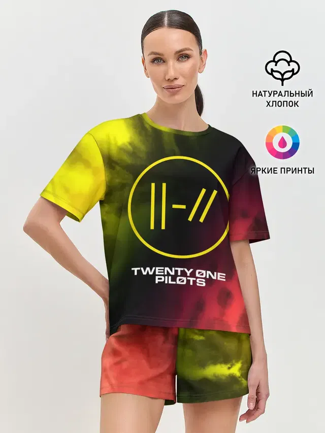 Женская пижама с шортами с принтом «Tie-dye — 21 PILOTS»