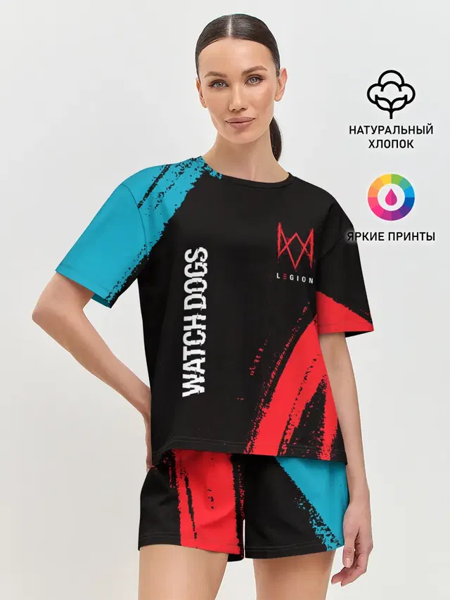 Женская пижама с шортами с принтом «Вотч Догс — WATCH DOGS LEGION»