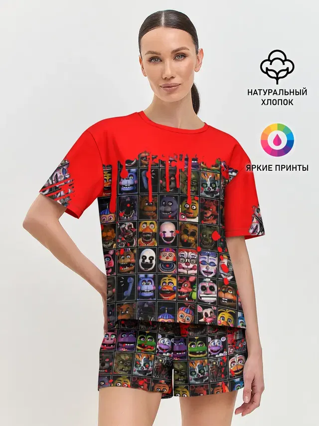Женская пижама с шортами с принтом «Five Nights At Freddy\s»