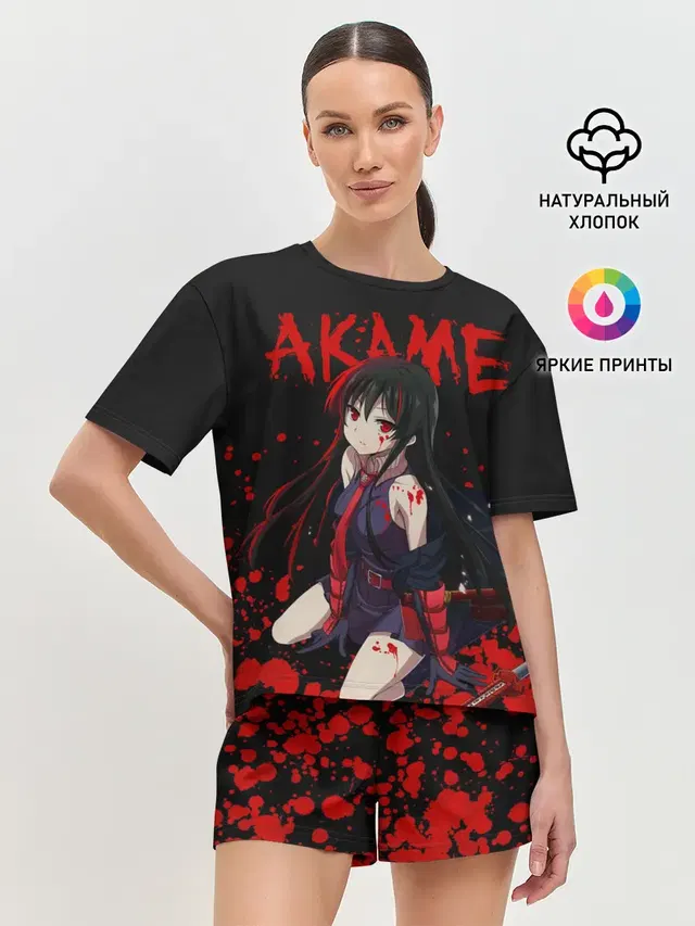 Убийца Акаме на черно-красно фоне
