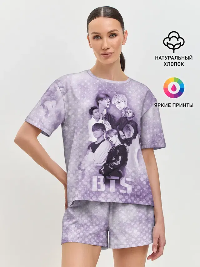 Женская пижама с шортами с принтом «BTS»