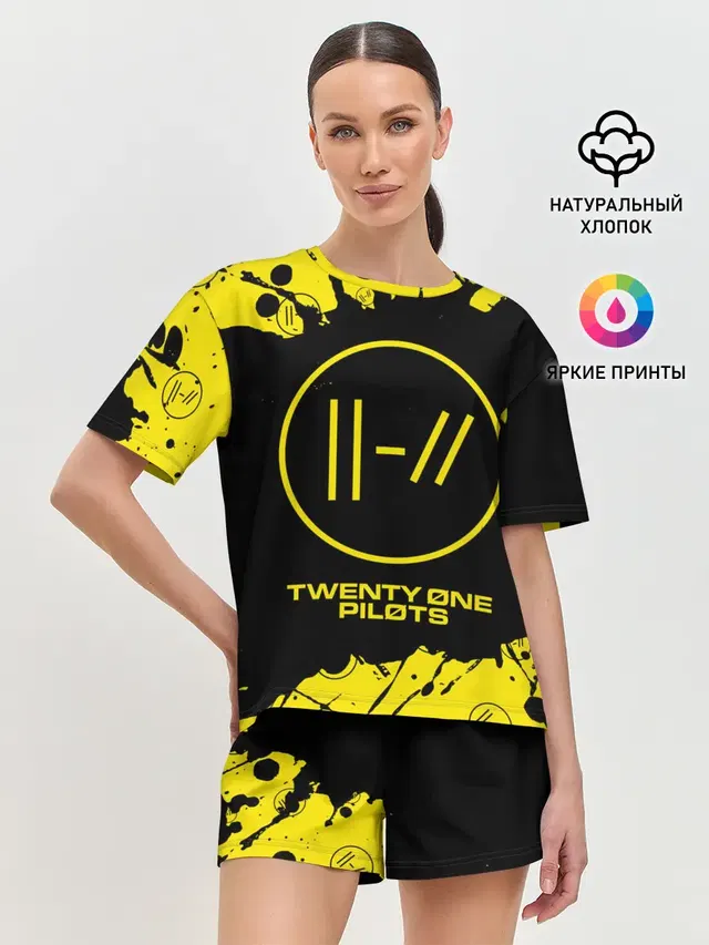 Женская пижама с шортами с принтом «Trench logo — 21 PILOTS»