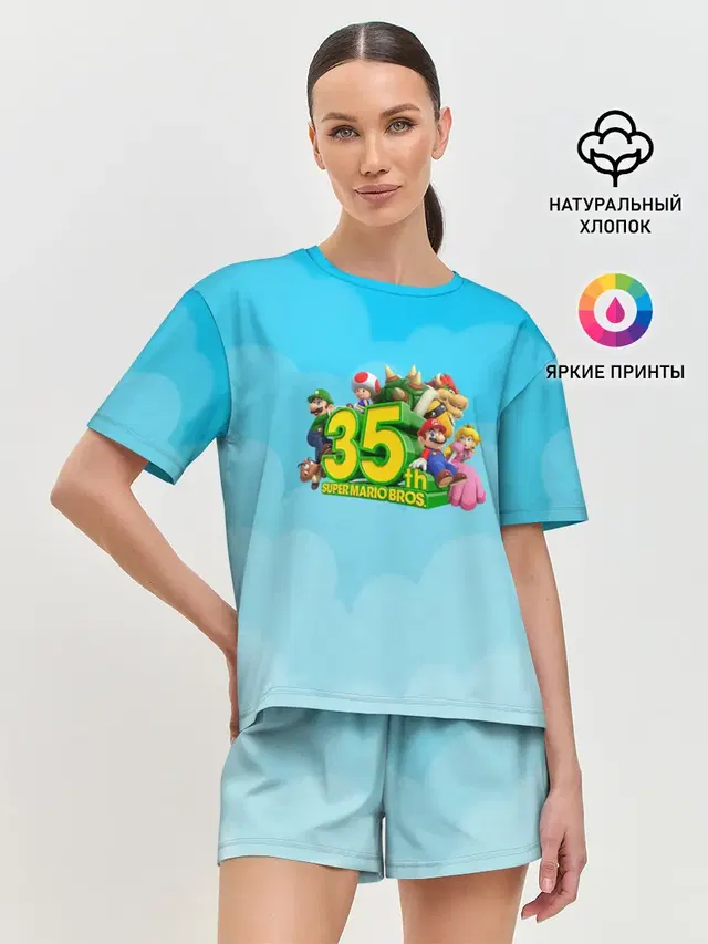 Женская пижама с шортами с принтом «Bowser»