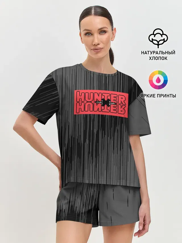 Женская пижама с шортами с принтом «Трендовые надписи — Hunter x Hunter»