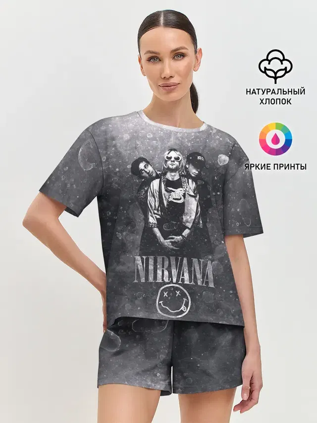 Женская пижама с шортами с принтом «Nirvana»