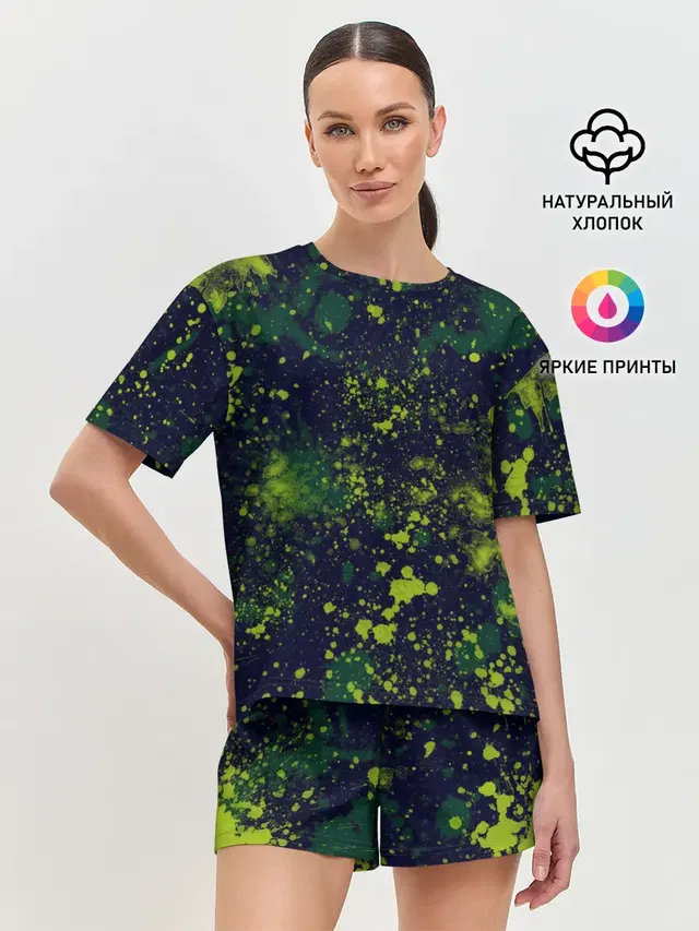 Женская пижама с шортами с принтом «Camouflage»