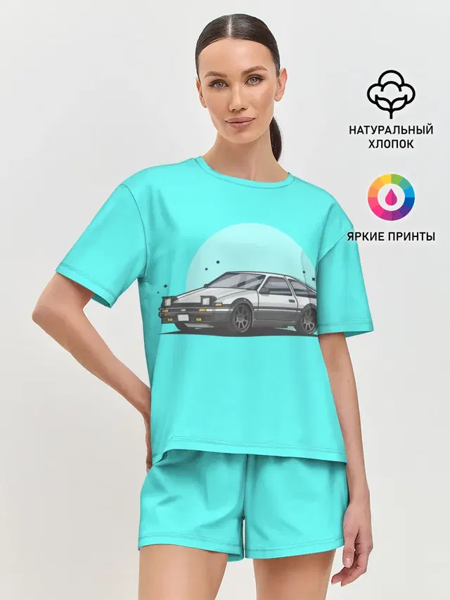 Женская пижама с шортами с принтом «Тойота — Хачироку АЕ86»